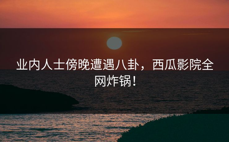 业内人士傍晚遭遇八卦,西瓜影院全网炸锅!