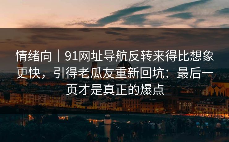 情绪向｜91网址导航反转来得比想象更快，引得老瓜友重新回坑：最后一页才是真正的爆点